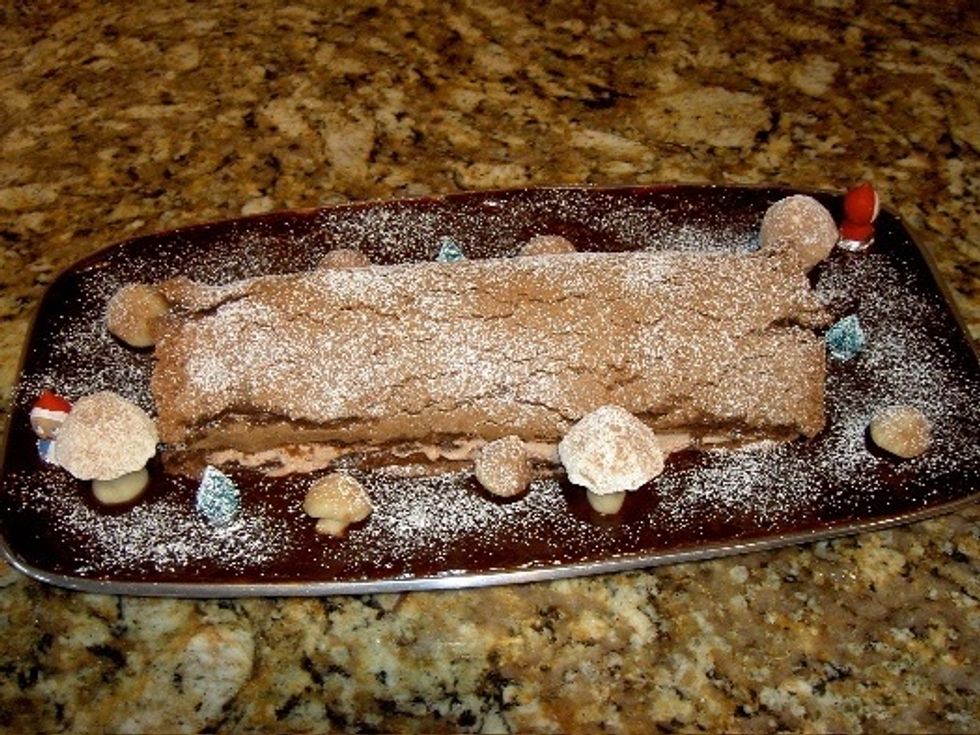 Dust confectioner sugar for snow effect.