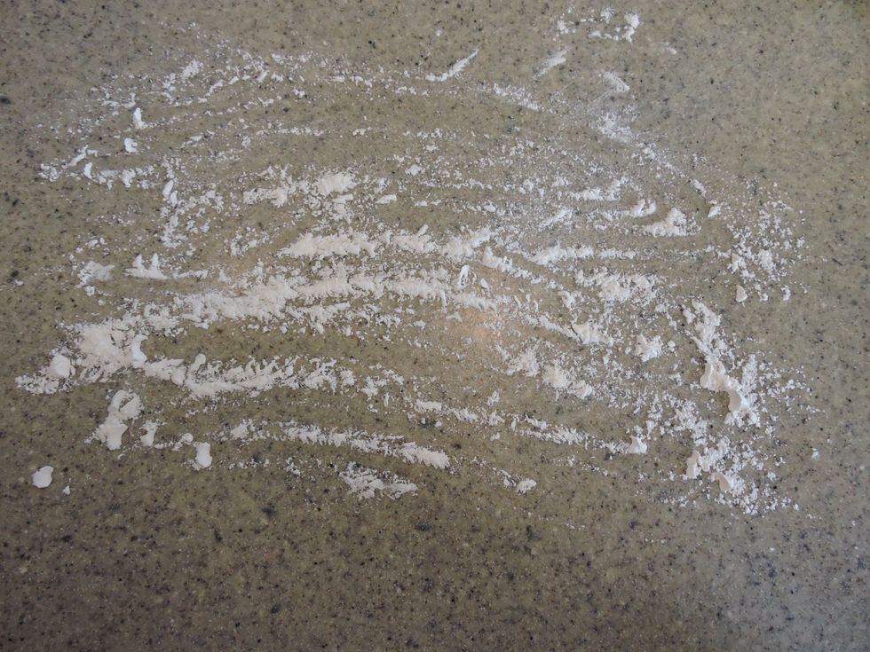 Dust flour on the countertop so the dough does not stick.