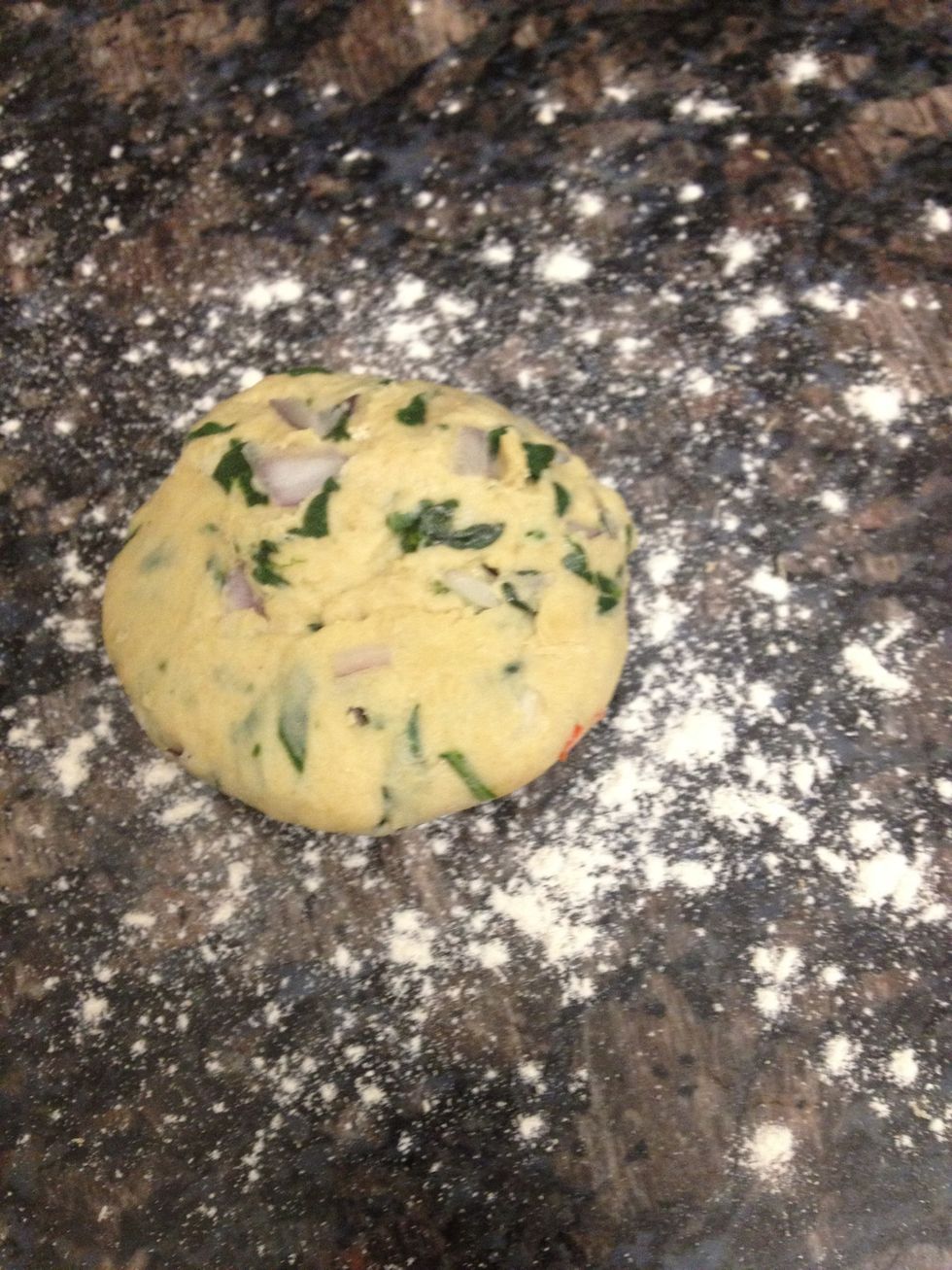 Dust the work surface and the flour and start rolling