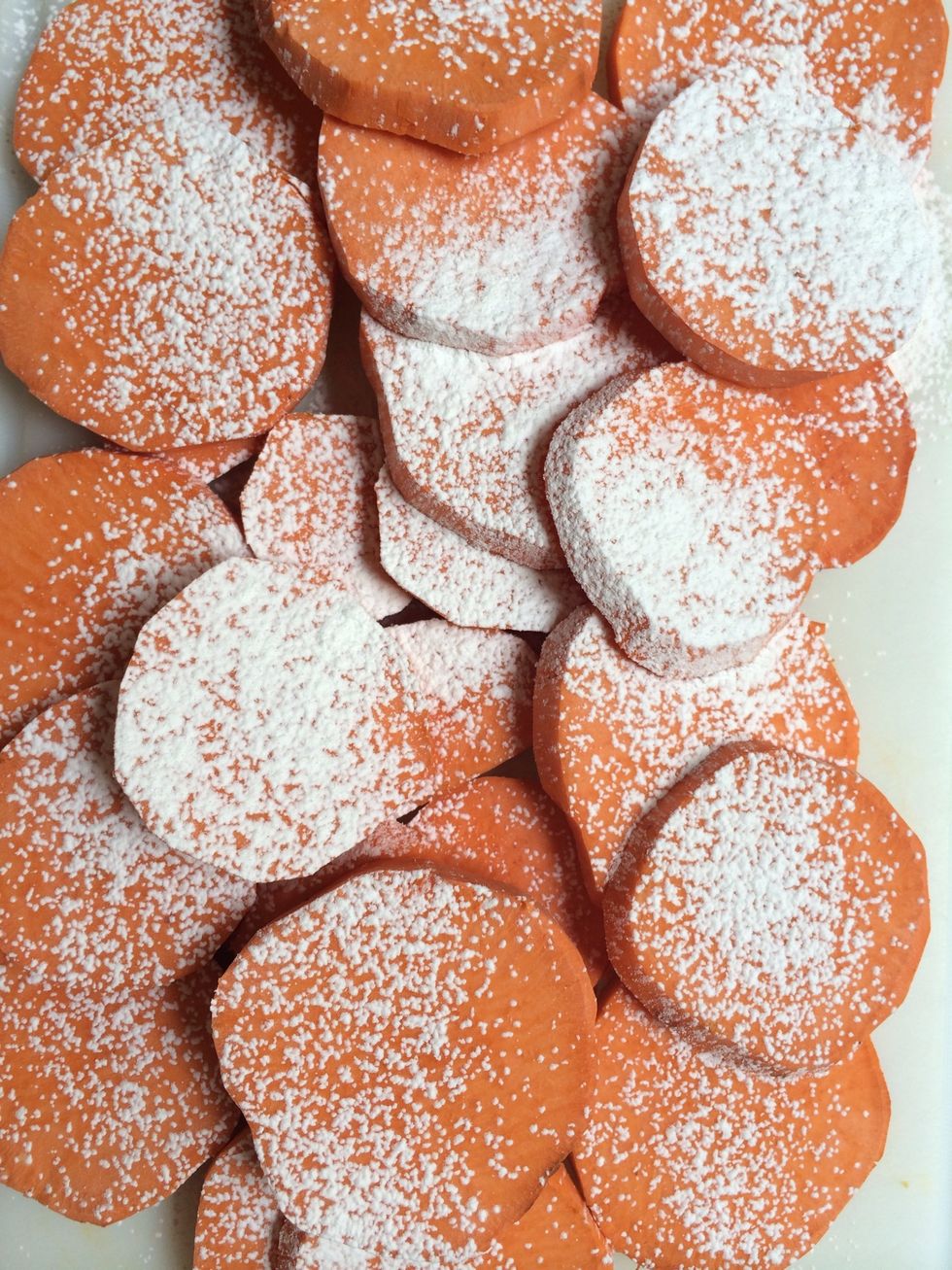 Dust with flour or maizeina to take out the maximum moisture