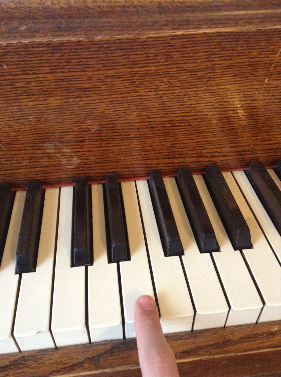 E, still above middle C.