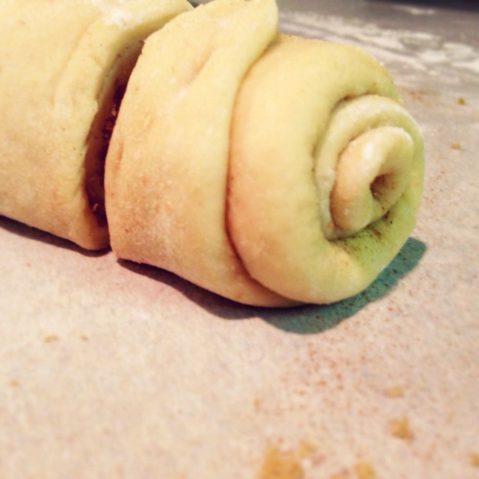 Each half of the dough should produce 17 rolls.