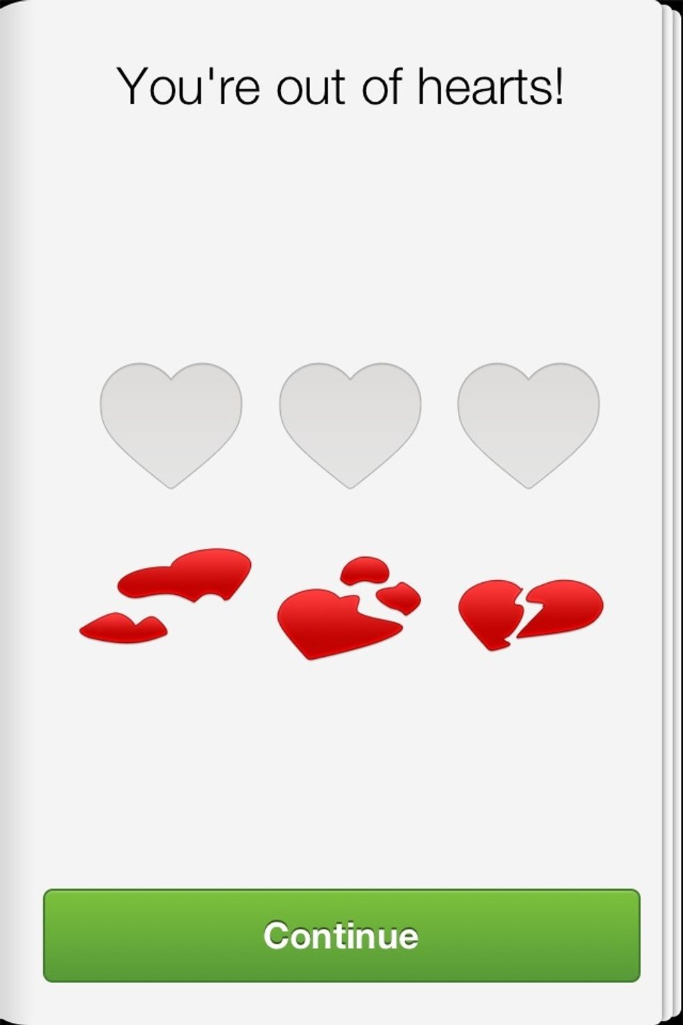 Each level gives you a certain amount of hearts, and when you get an answer wrong you lose a heart! After losing all of them you must start over, and the questions are unique each time! :)