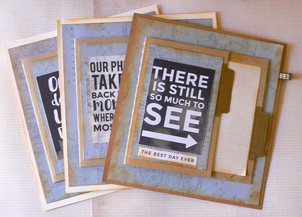 Each pocket has inserts for extra photos & journalling, Created with folded card stock, with flaps and papers from the Kaisercraft "Just Landed" paper collection.