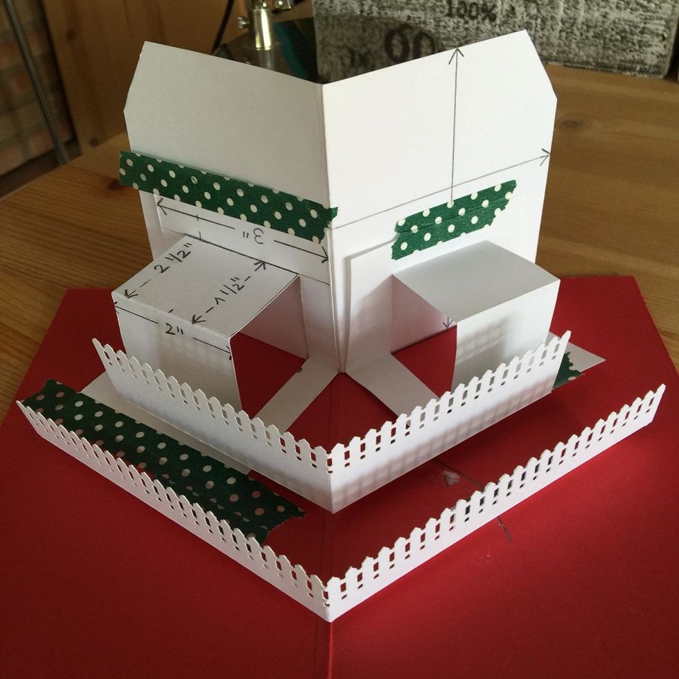 Each pop-up piece must be placed as shown, that way pieces spines matches with main spine on the card.