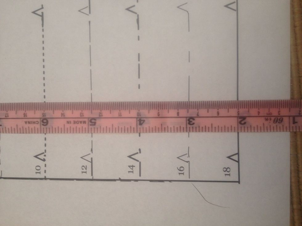 Each size is nearly 1inch larger on each end for this piece. I'm going to follow that as you can always cut a bit off if it's too long :)