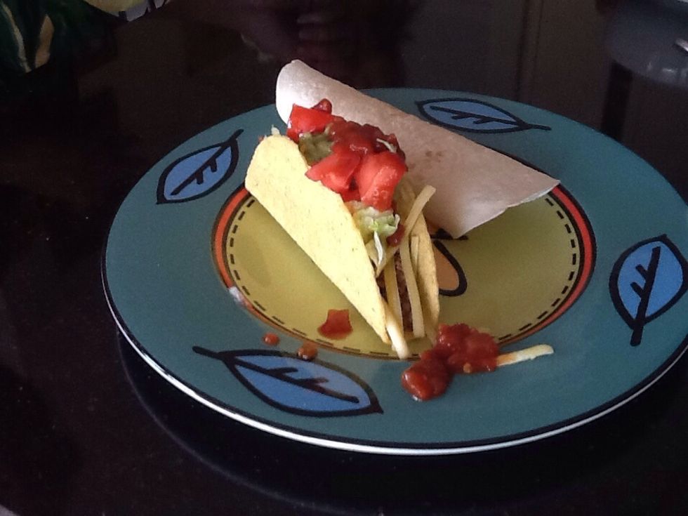 Each taco contains approximately 198 calories, less using low-fat ingredients. It is important to buy taco shells without nasty trans-fats added, for a more healthy option.