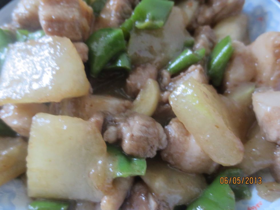 Eat atop a bed of white rice for a delicious meal!