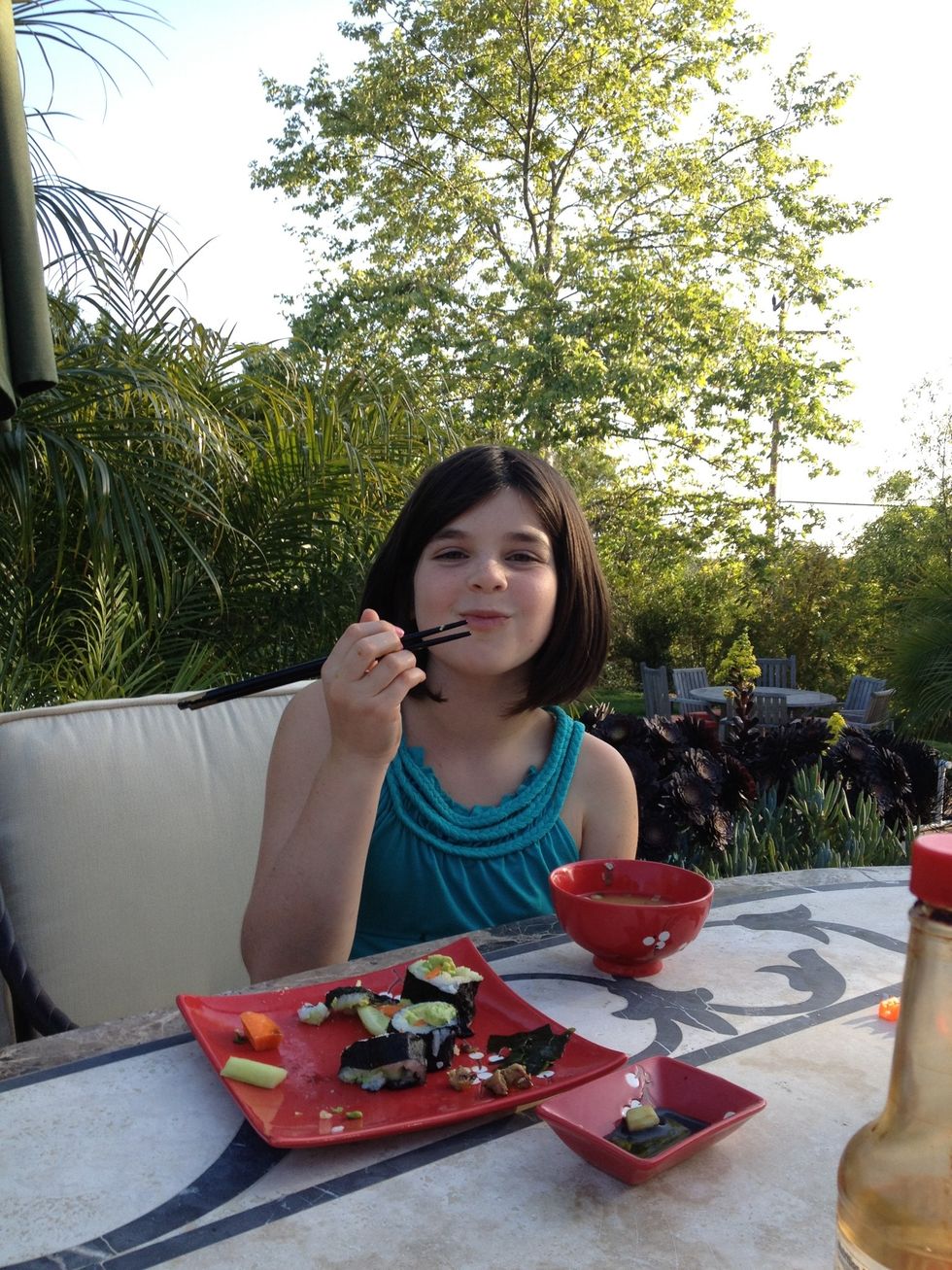Eating your own meal always tastes best, and in the end it doesn't even matter how it looks! TIP: Chopsticks are tricky for tiny hands, so you can provide clip things to keep them together at the top.