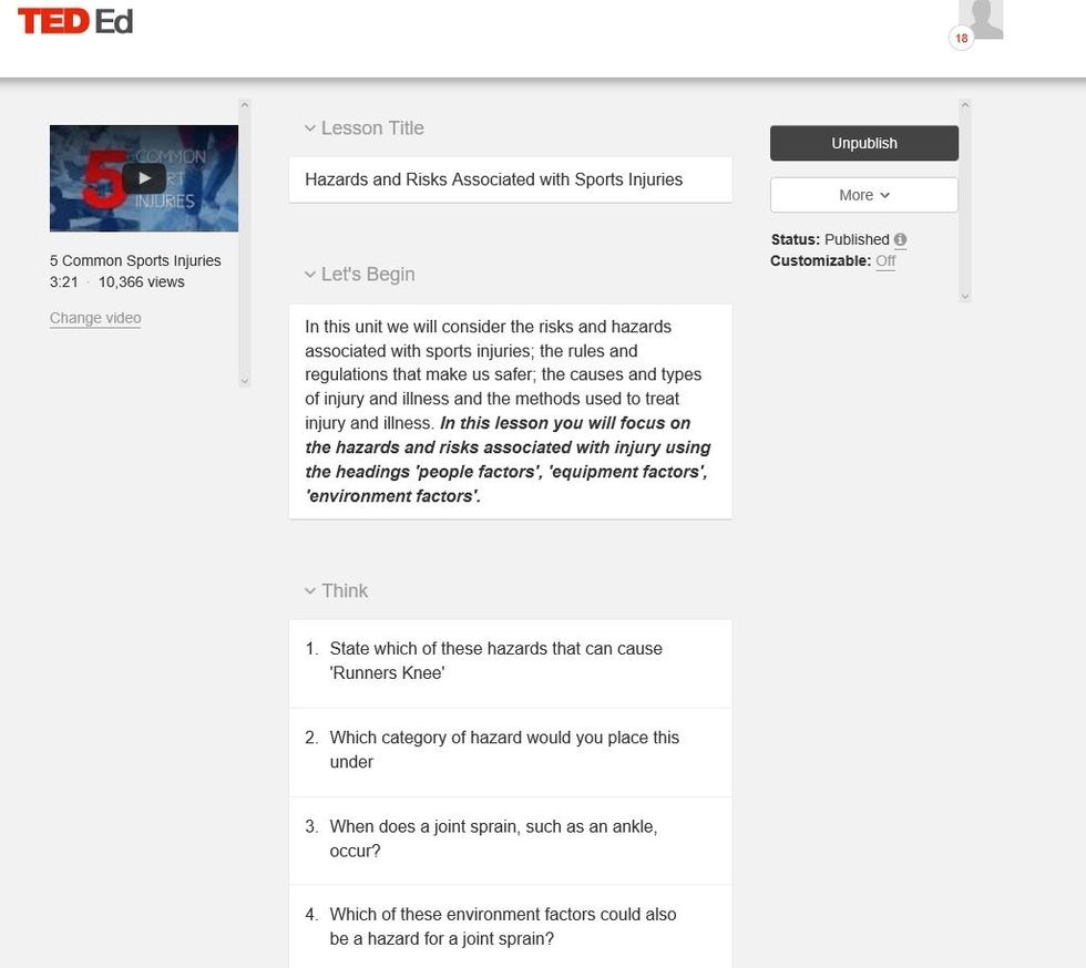 Ed-Ted exercises were created for Flipped Learning trials. 100% engagement was reported & students completed this and reported in their online classroom, setting targets for future action.