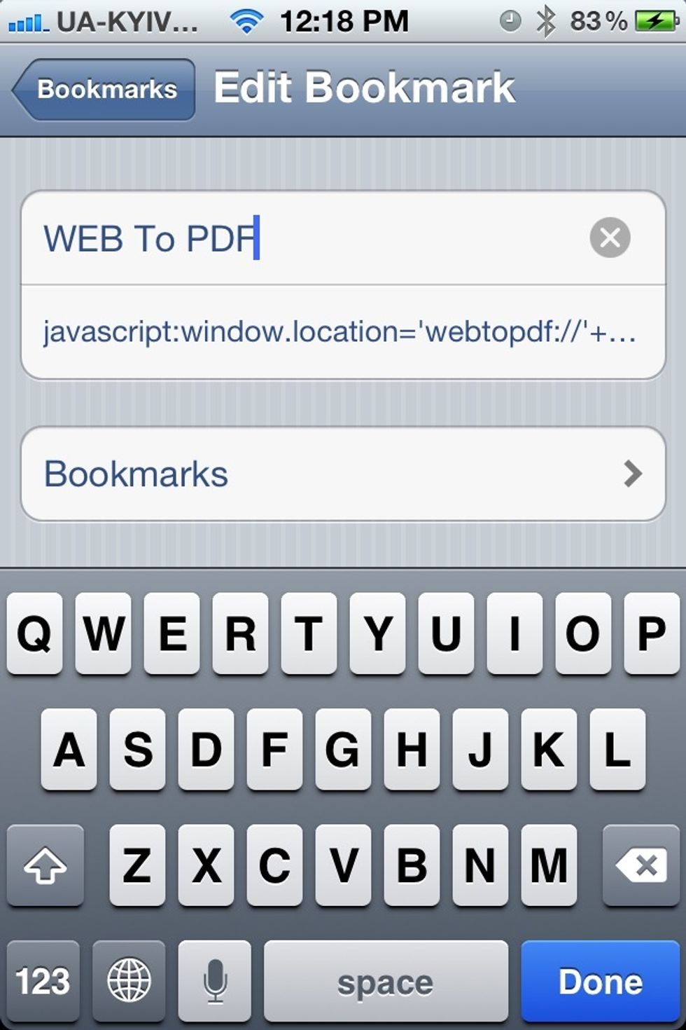 Edit created bookmark - change the name and place copied URL in the URL field