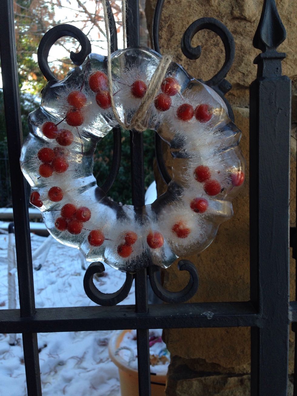 Edited to Add: I made a second, thinner ice wreath with tree berries and it's much lighter and clearer.