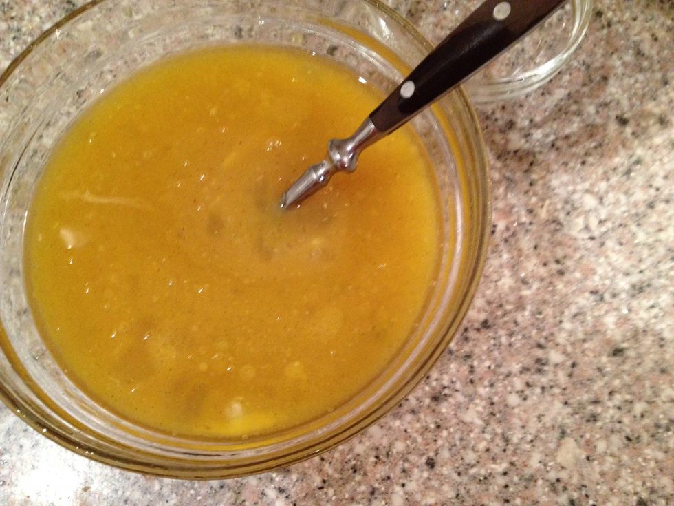 Egg, vanilla, cardamom, sugar, salt and melted butter. Not very pretty.