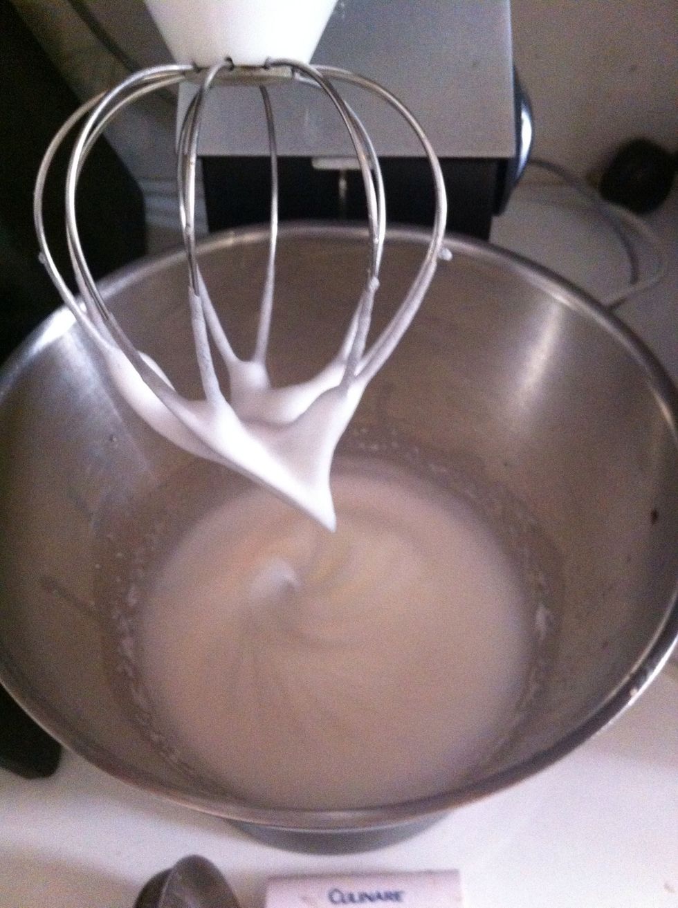 Egg whites should look like this after a few minutes.