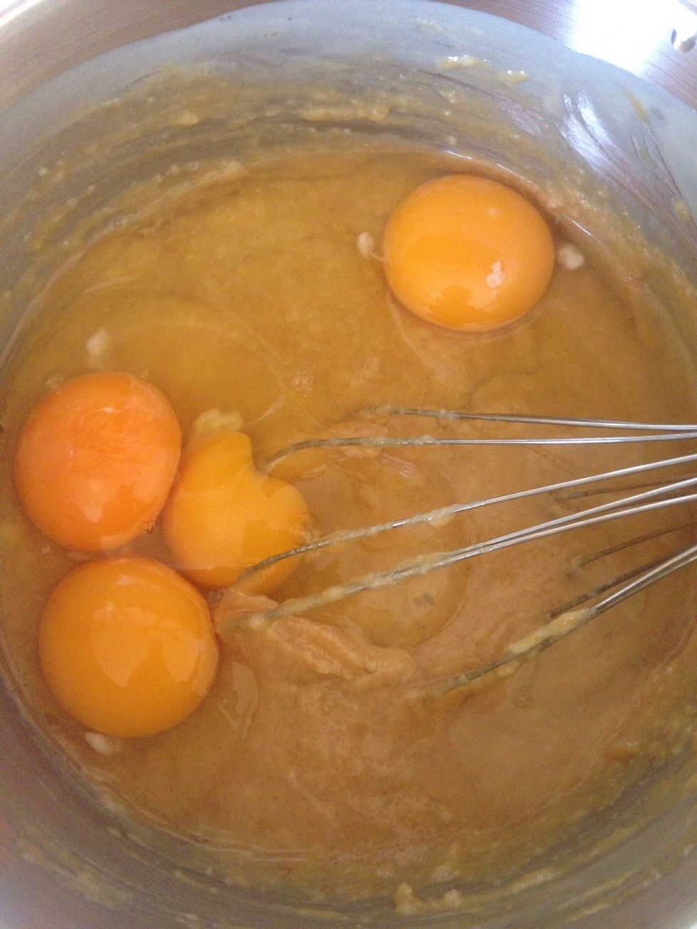 Eggs and mix vigorously