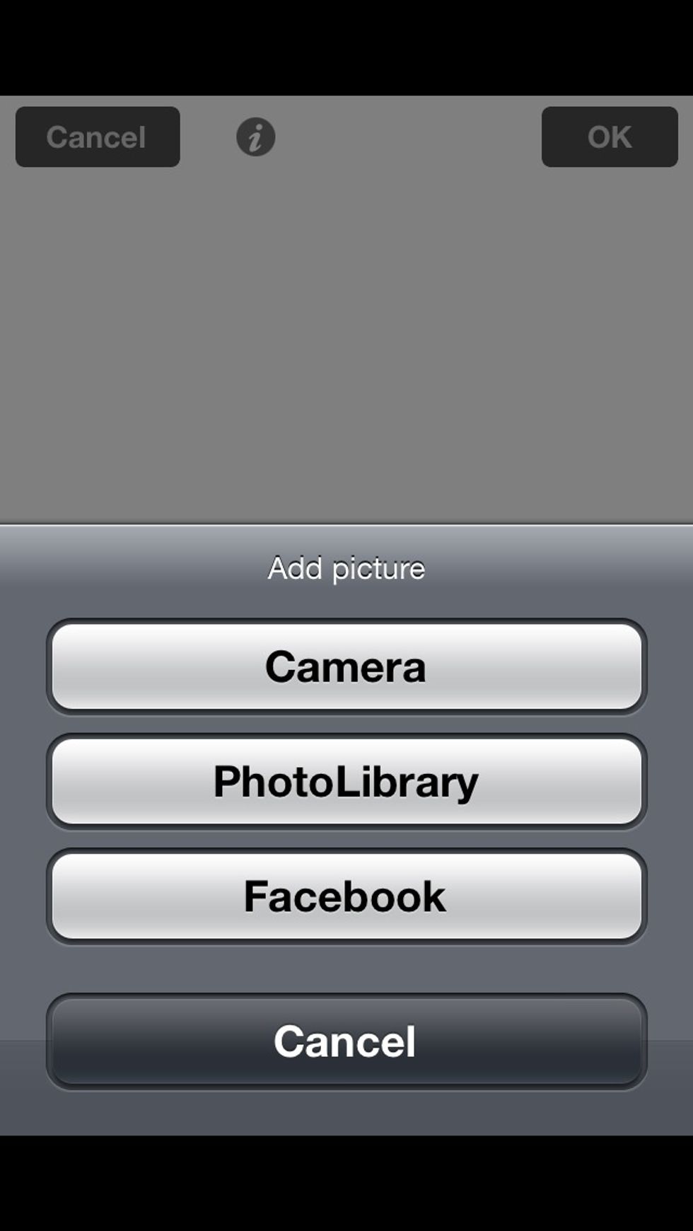 either choose camera or photo library