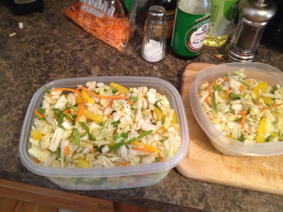 Either eat or place in the fridge until dinner time.