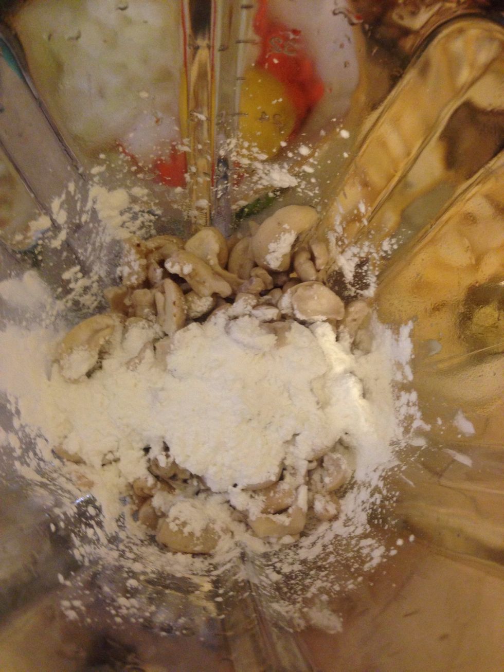 Either soak cashews for 3-5 hours or boil for 1 hour. Add to blender with cornstarch.