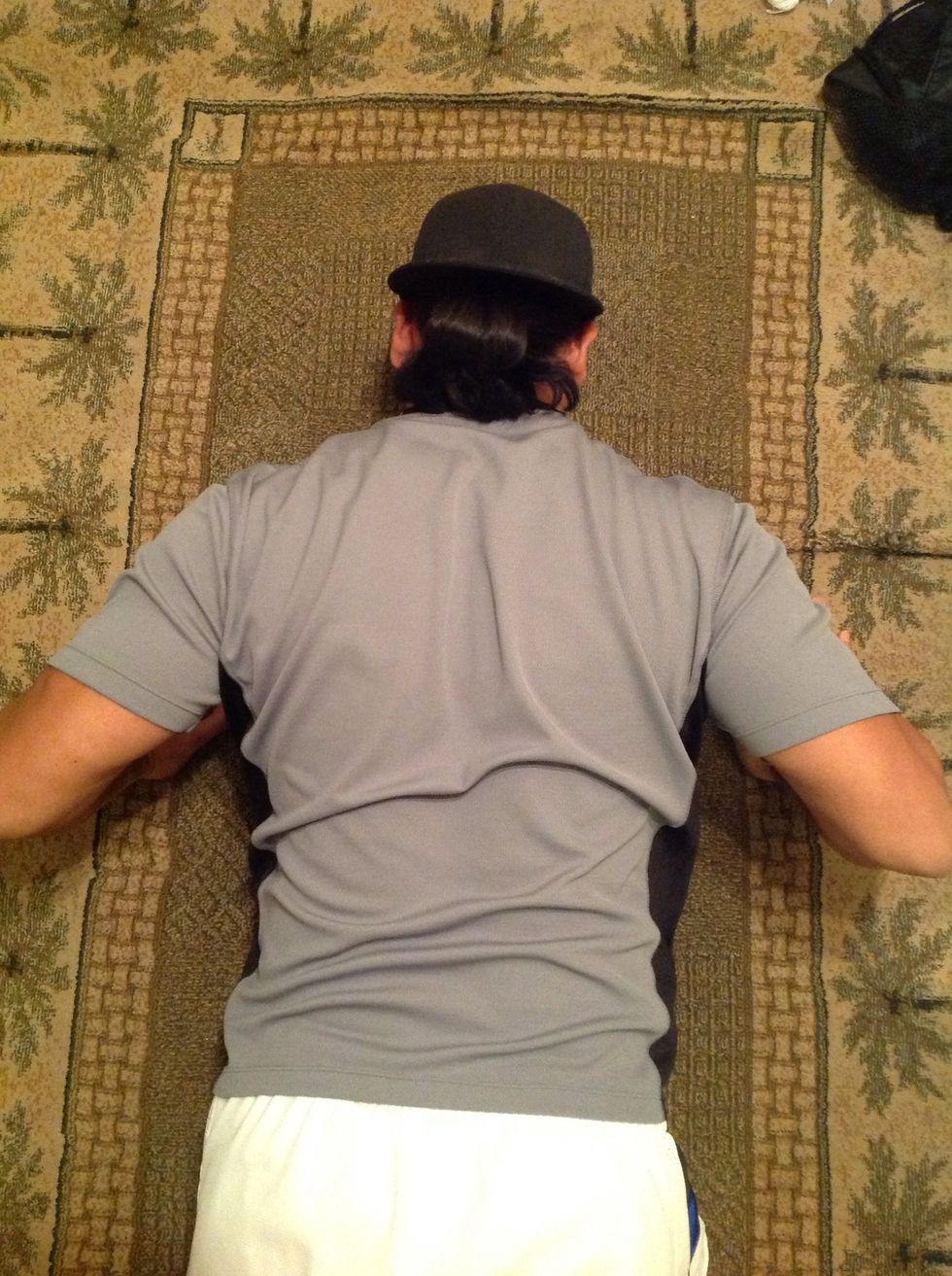 Elbows 45 degrees from torso (body).