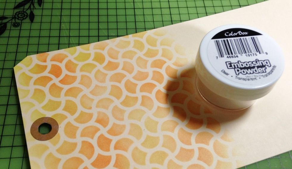 emboss tag using ColorBox Clear Embossing Powder
