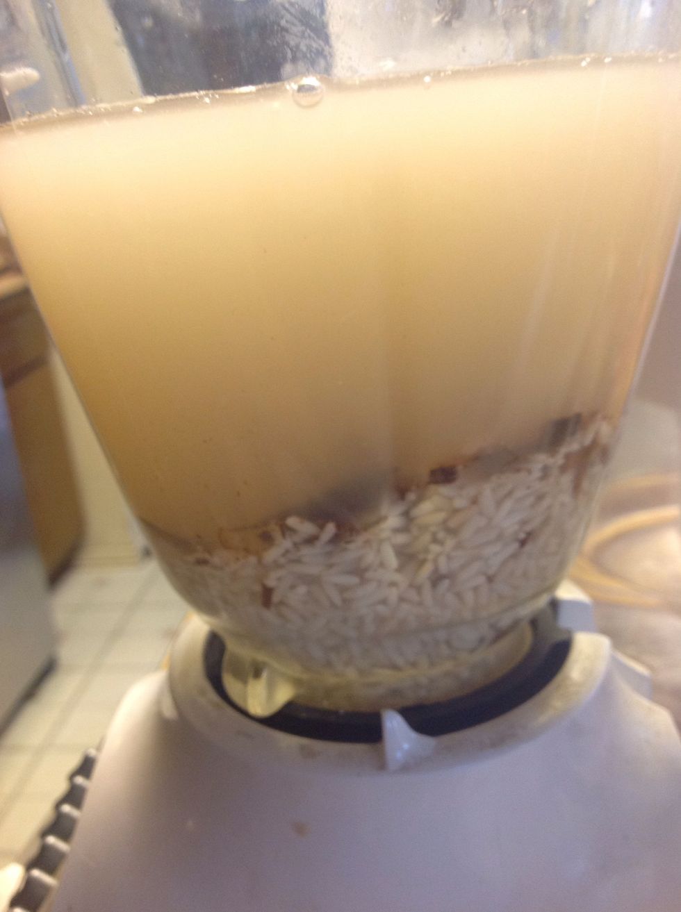 Empty it all into a blender and get ready to first blend the mixture for two minutes or so.