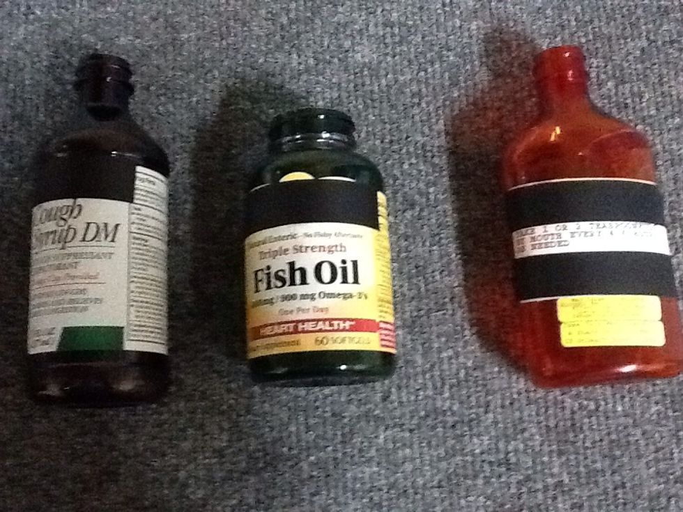 Empty medicine containers, rinsed out.