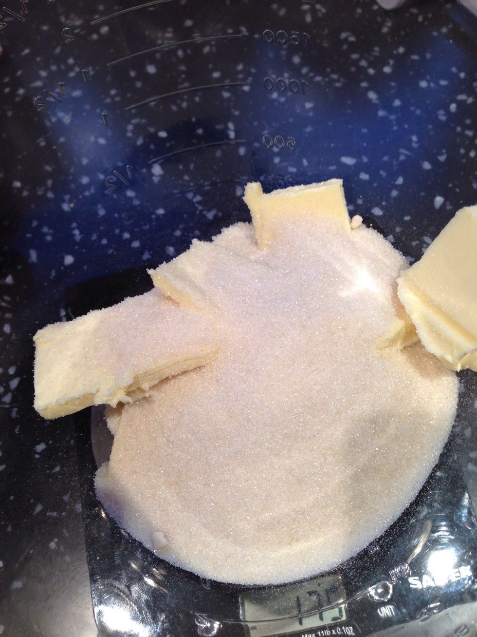 Empty the butter and sugar into a bowl and beat until smooth and light in colour