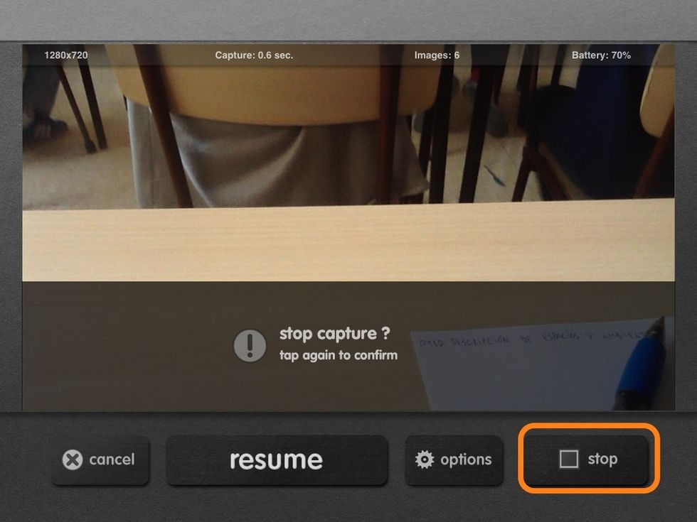 En acabar de fer el v\u00eddeo cliques dos cops consecutius a Stop.