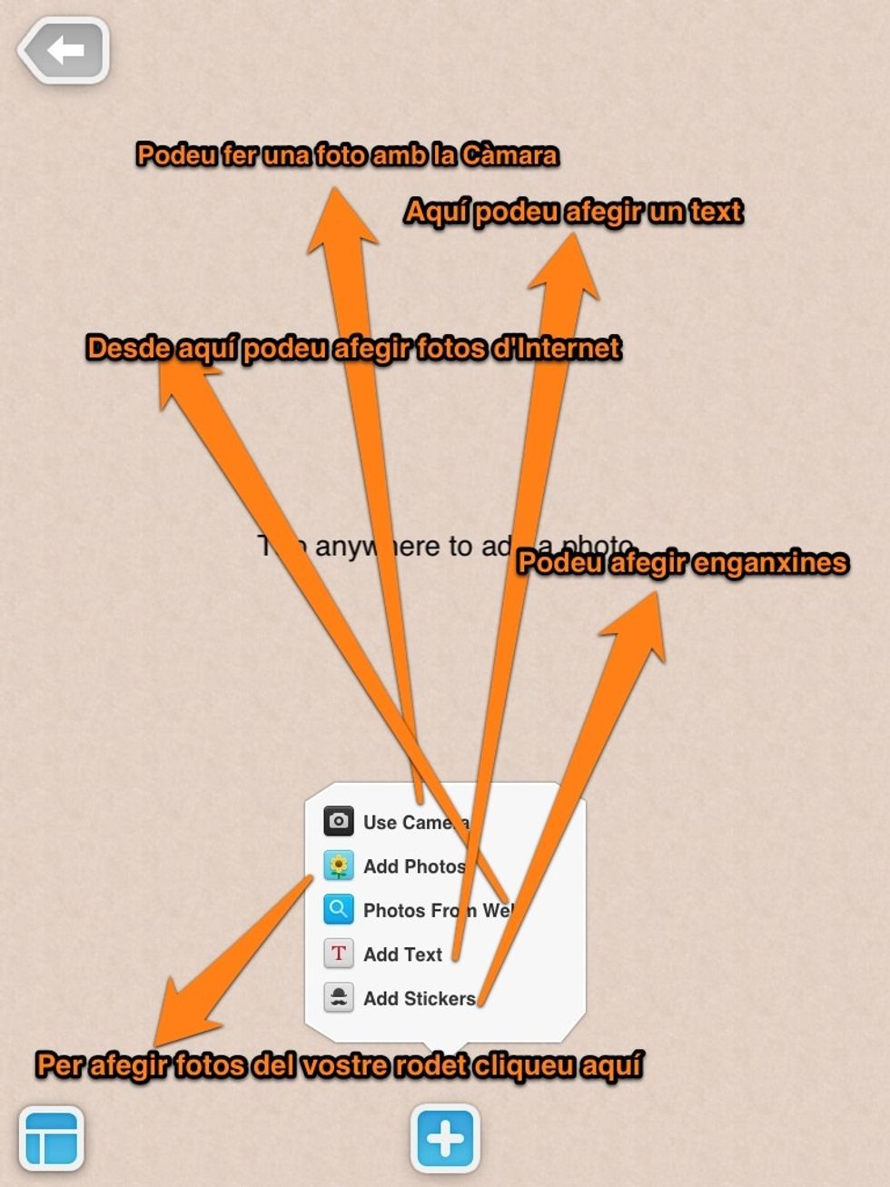 En el bot\u00f3 de la creu (\u2795) podeu trobar les opcions seg\u00fcents