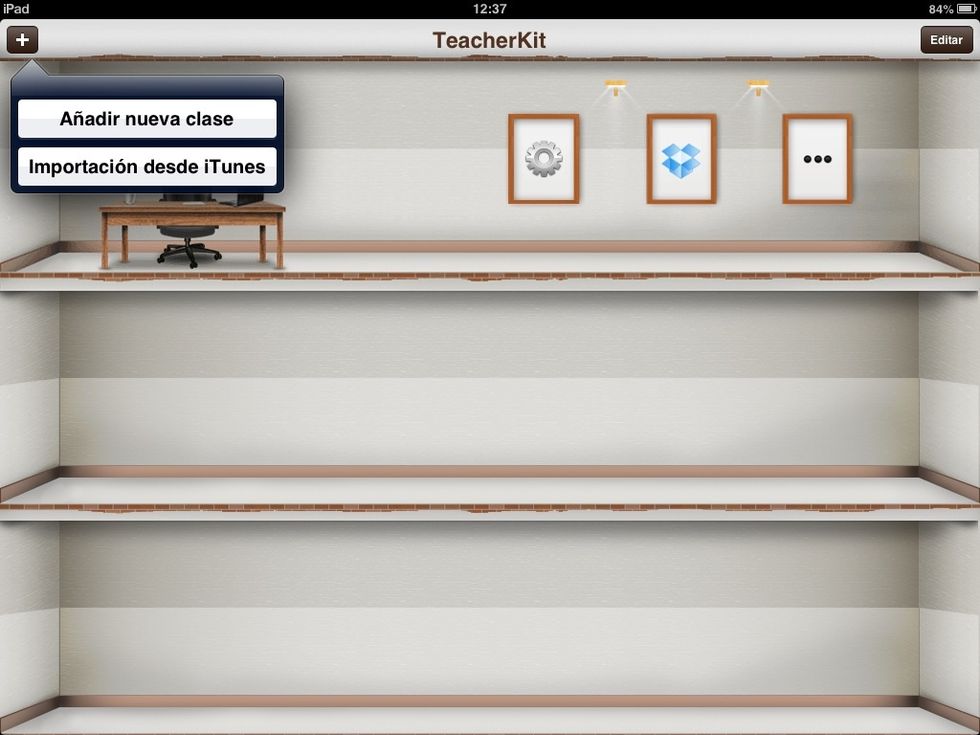 En el s\u00edmbolo + nos permite a\u00f1adir una nueva clase, podemos crear una nueva o exportarla desde iTunes