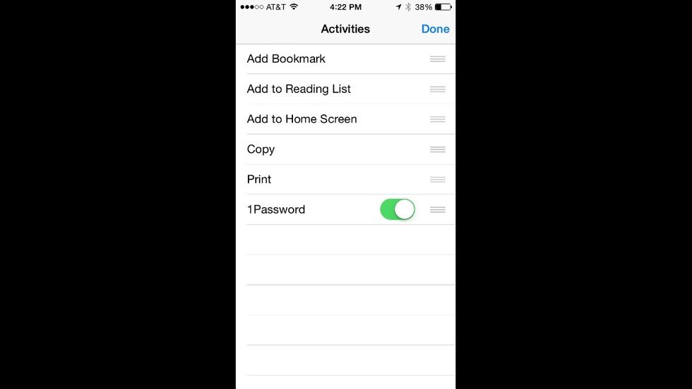 Enable 1Password and select done.