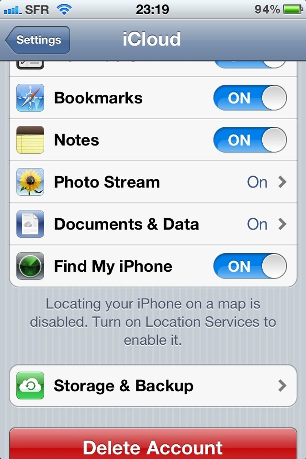 Enable find my iPhone