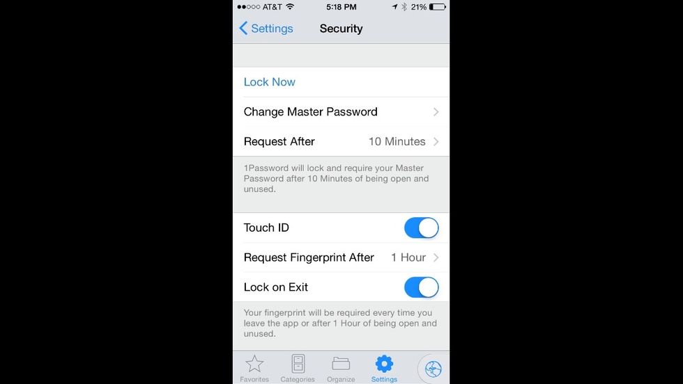 Enable Touch ID.