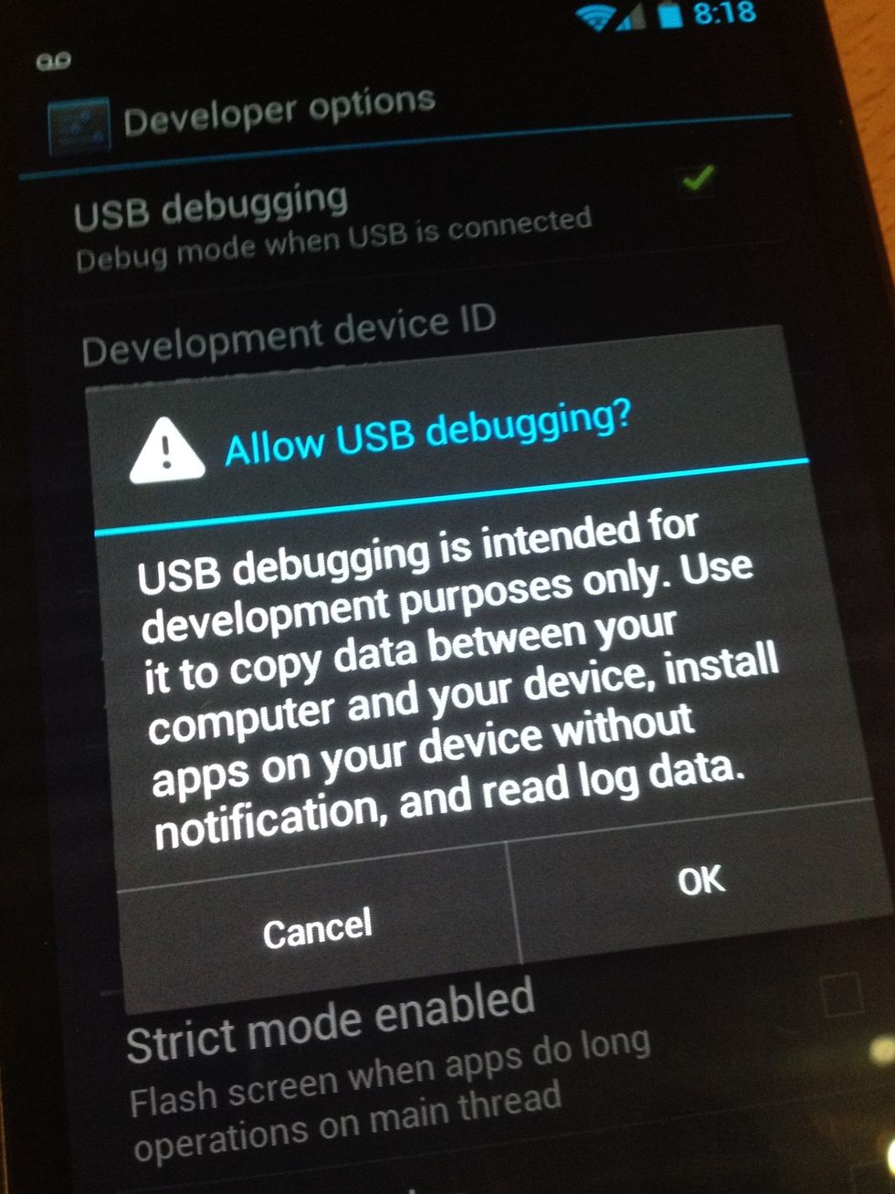 Enable USB Debugging