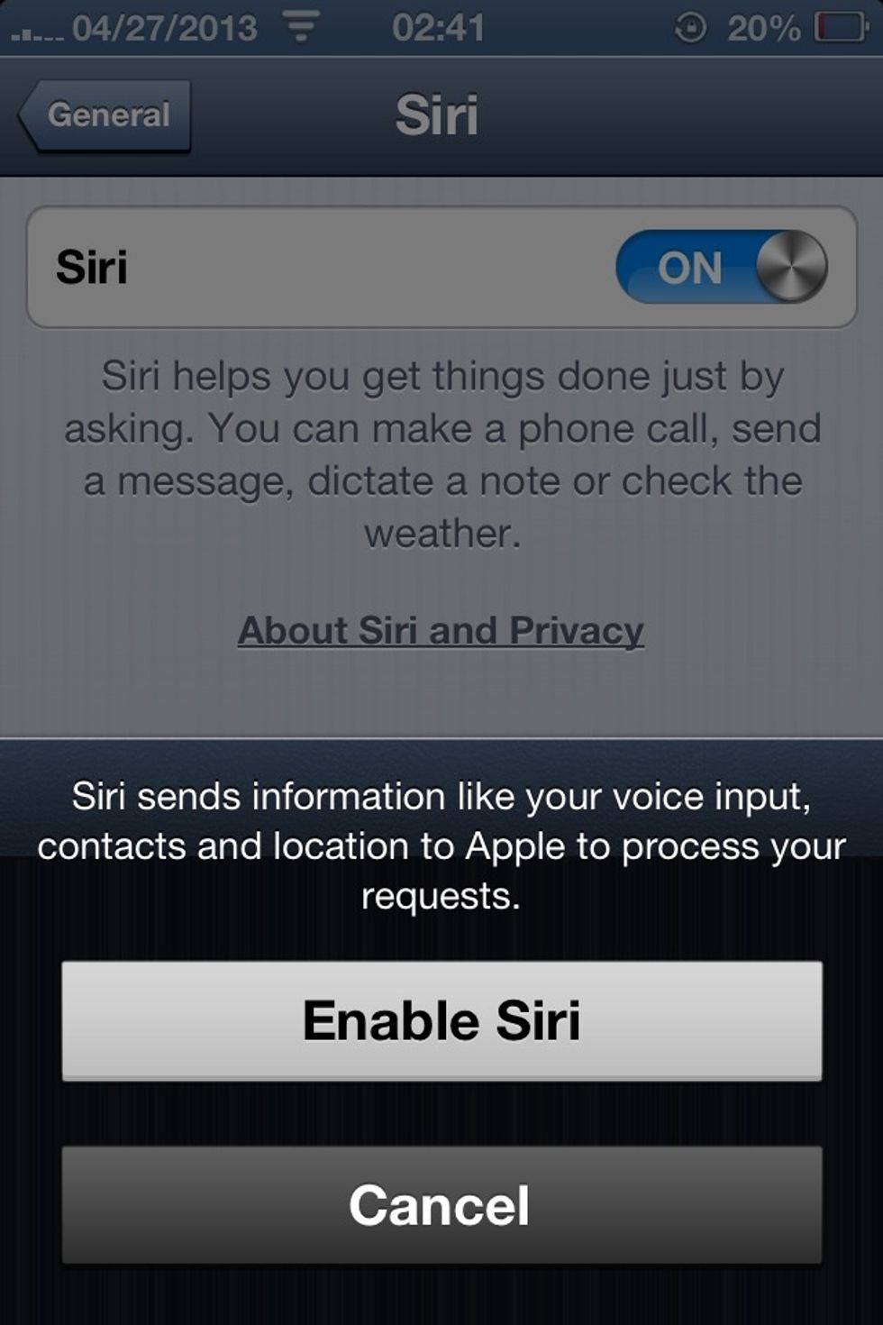 Enable your Siri