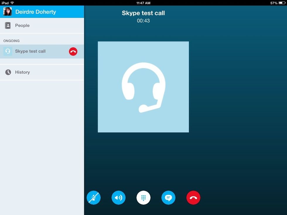 End the call using the red button.