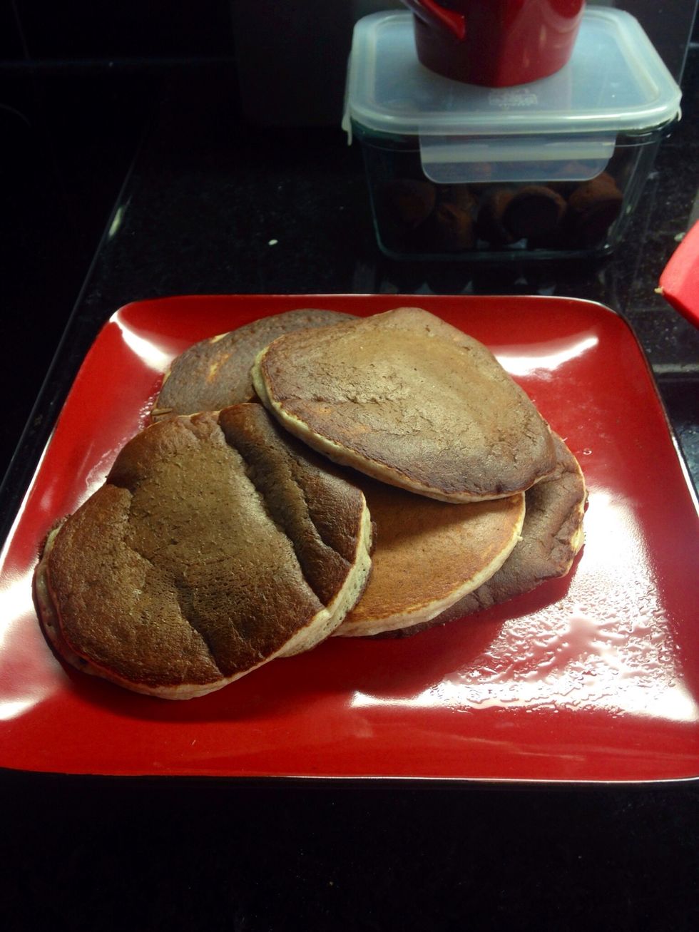 Enjoy! Depending on the size of your pancakes, mine yielded 5 pancakes.