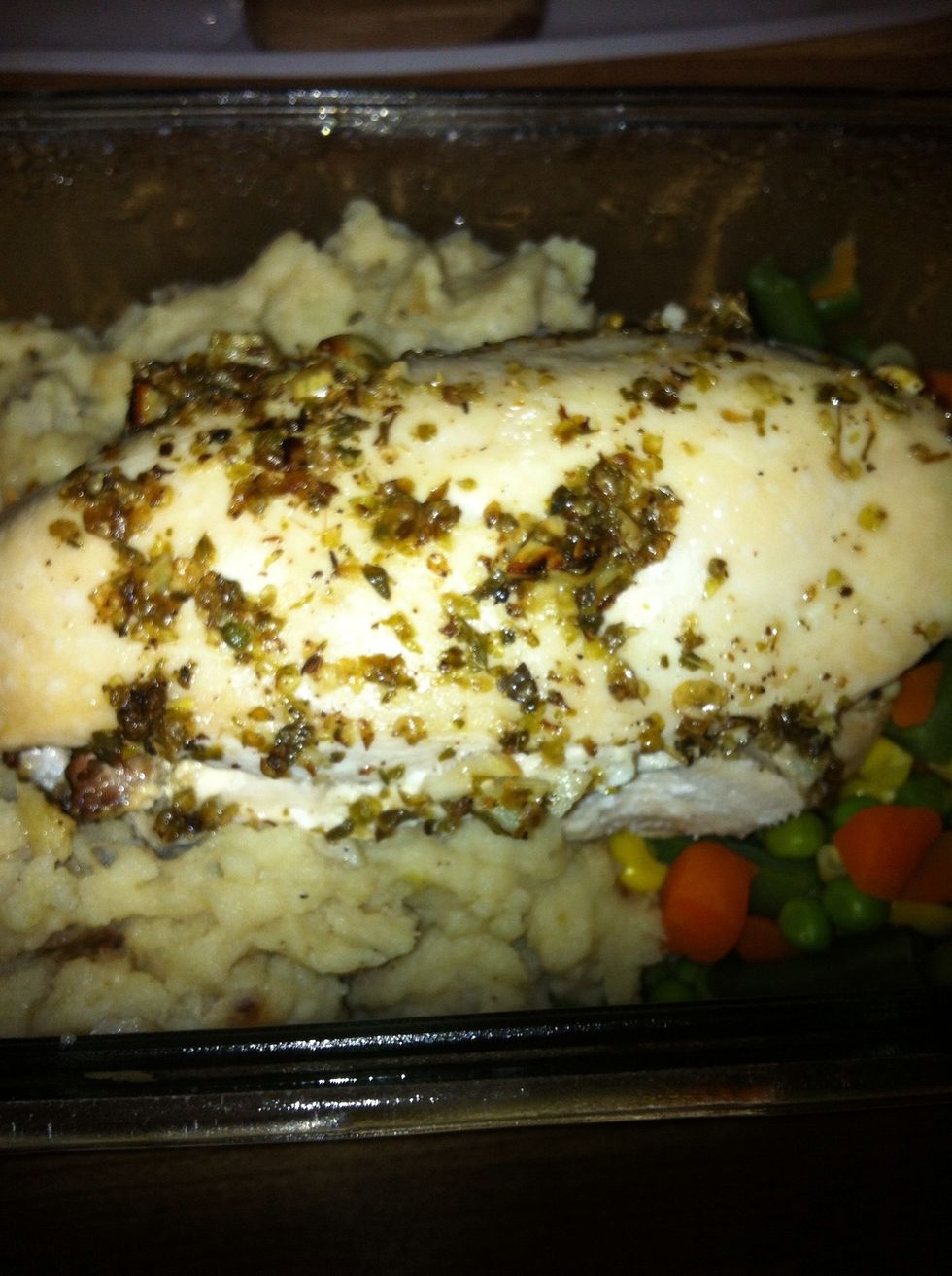 ENJOY! I made my chicken alongside garlic and onion mashed potatoes and mixed veg, but it goes well with just about anything. Yum yum!
