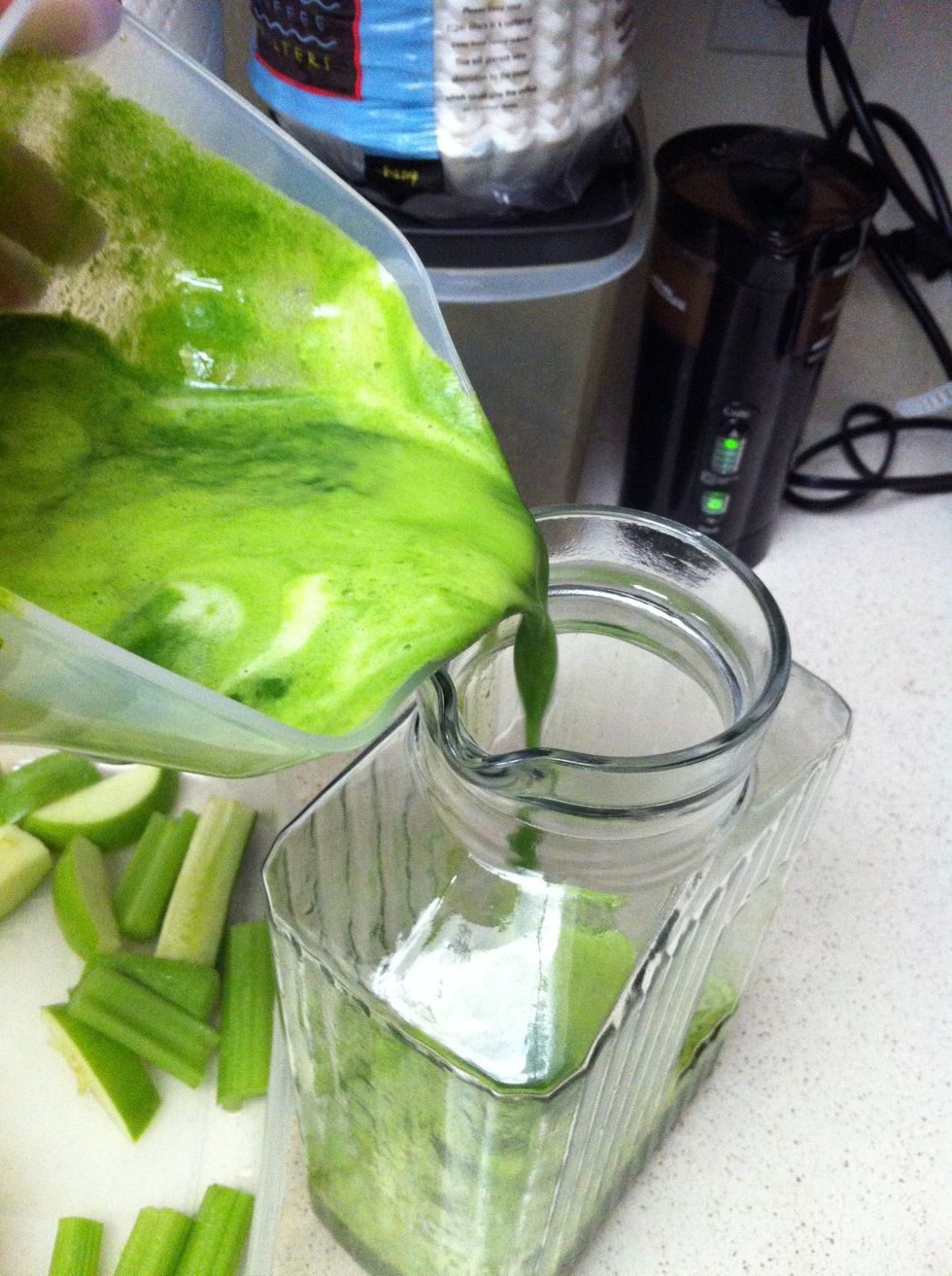 Enjoy immediately or store in an air tight container/pitcher. I like glass. Refrigerate.