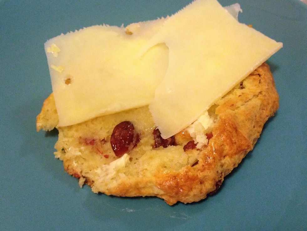 Enjoy the scones with butter and a nice (aged) cheese or why not with some cream cheese?