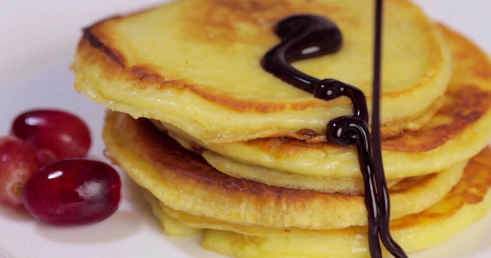 Enjoy! Try adding butter, peanut butter, syrup, jelly, chocolate chips, cookies, or fruit to your pancakes for a more exciting flavour. Serve warm for best results.