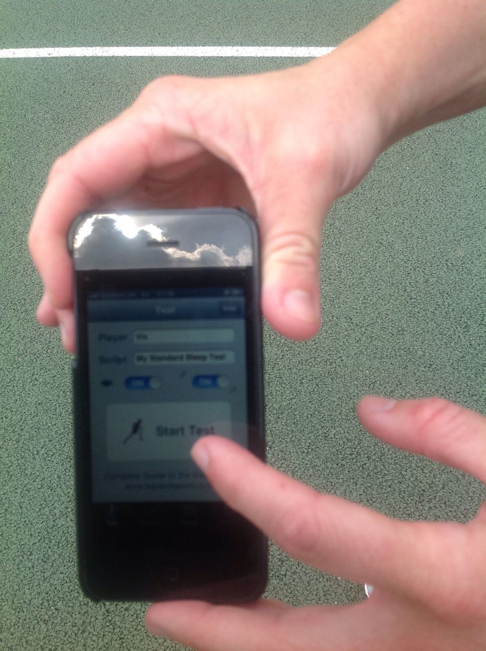 Ensure participants are stood behind the line. Turn you app on, making sure you have the volume turned up and press 'Start Test'. The test will start immediately so make sure you are ready!
