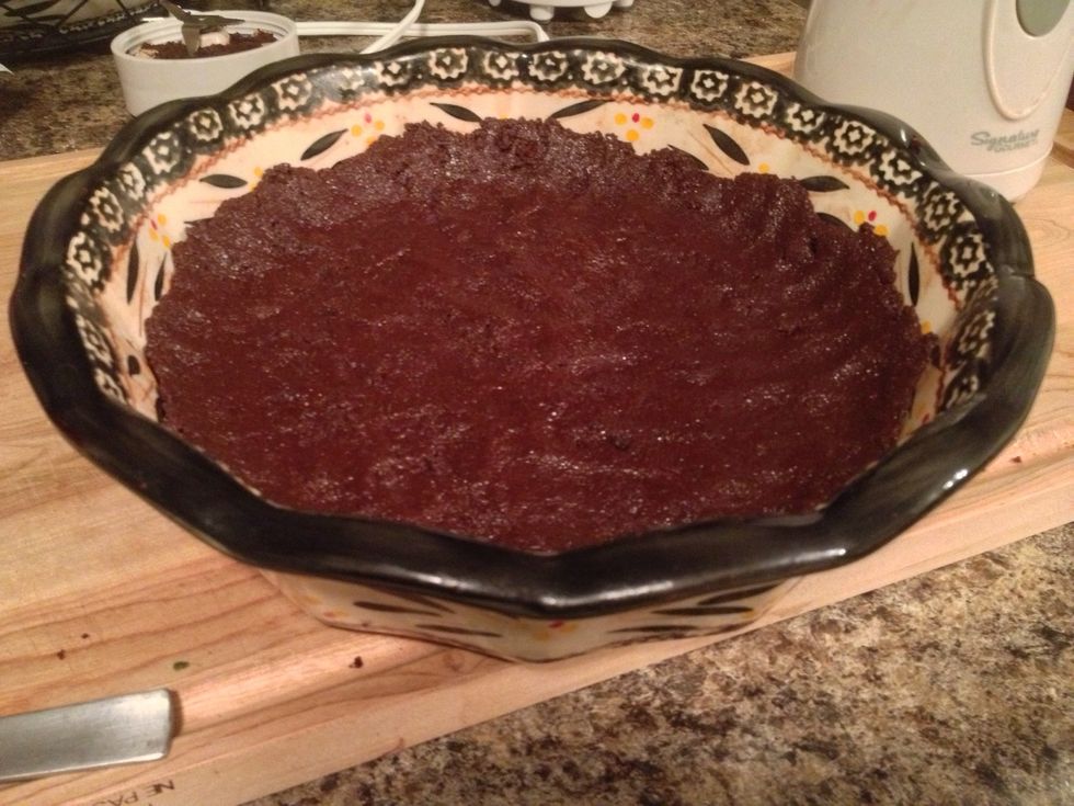 Ensure that you've covered the bottom and sides as evenly as possible.