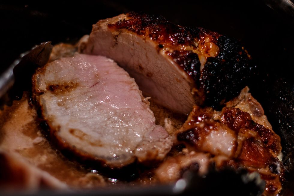 Ensure that your meat isn't over cooked. If you plan on cooking your roast well done, then just remove the bone ahead of time because the bone helps to keep the juices in and ensures even cooking.