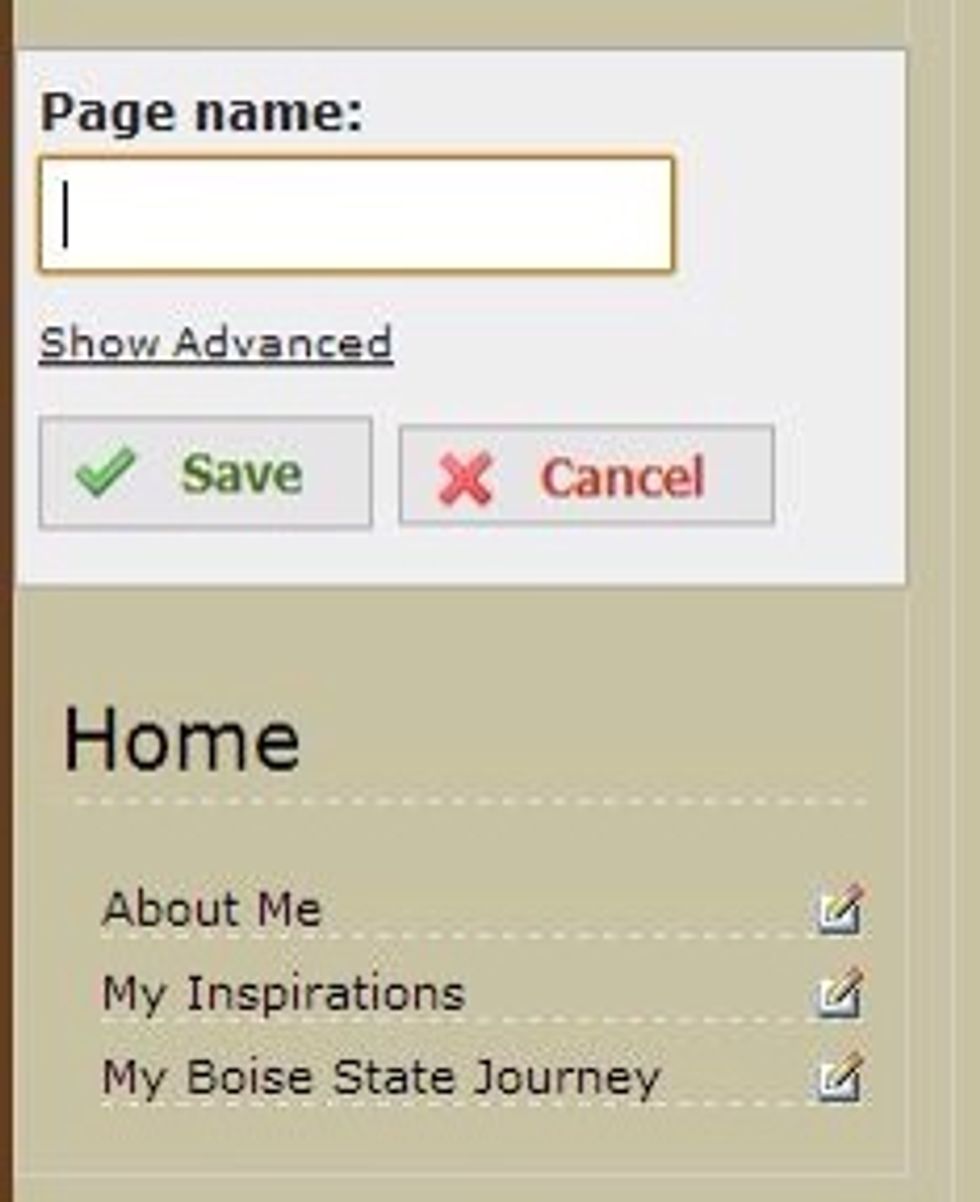 Enter a name for the new page that you have added.