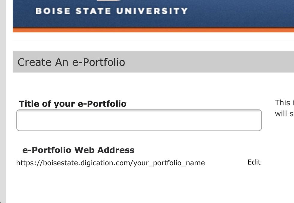 Enter a title for your e-Portfolio. Consider including your name in the title so that it's easier for your instructor and other students to find you.