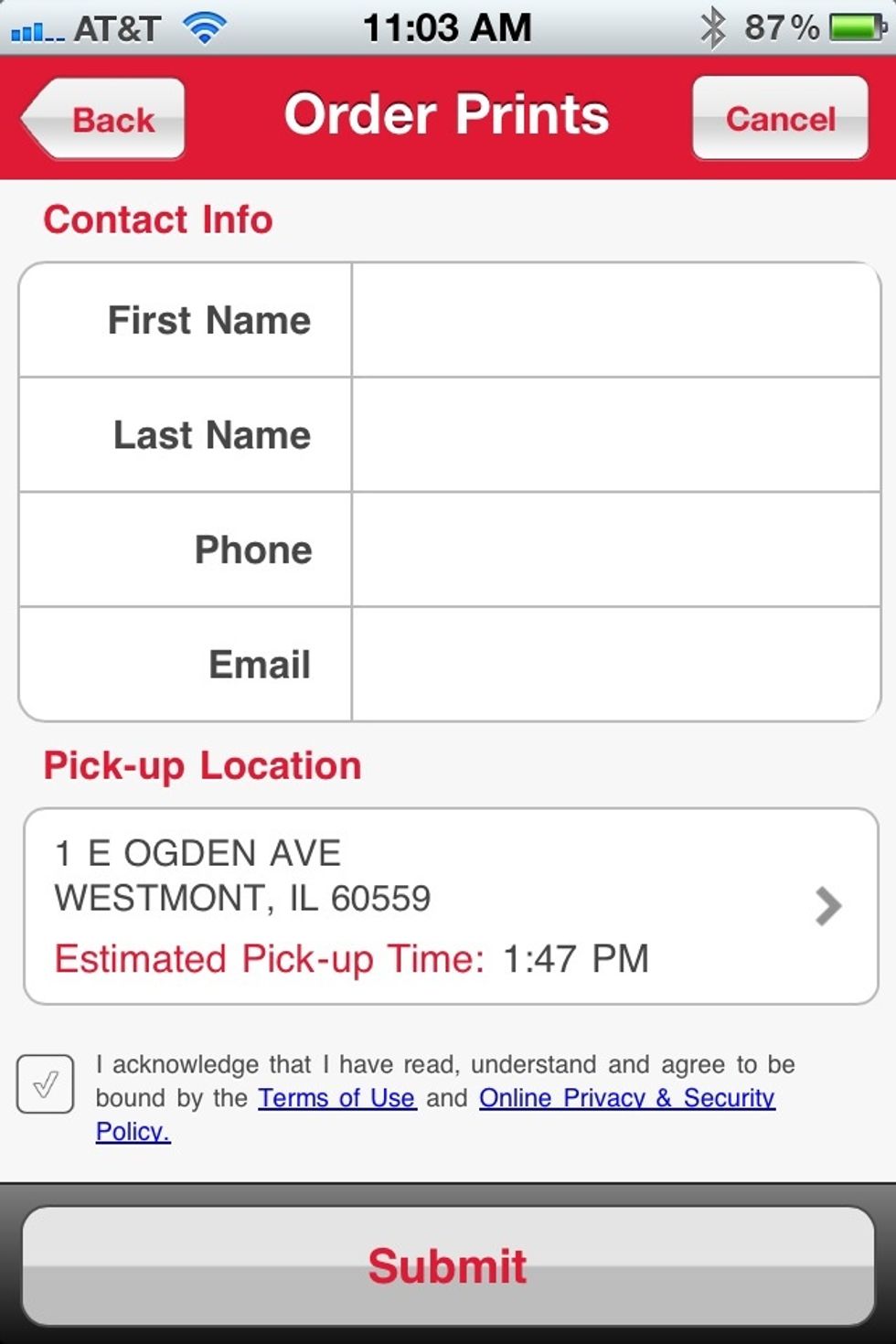 Enter in your customer information and submit your order.