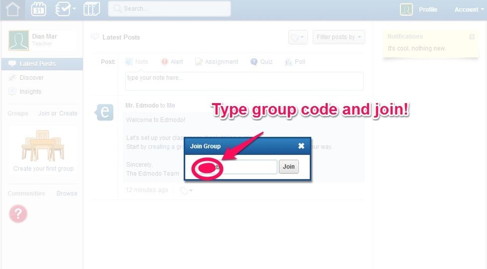 Enter the code from the email and click on join.