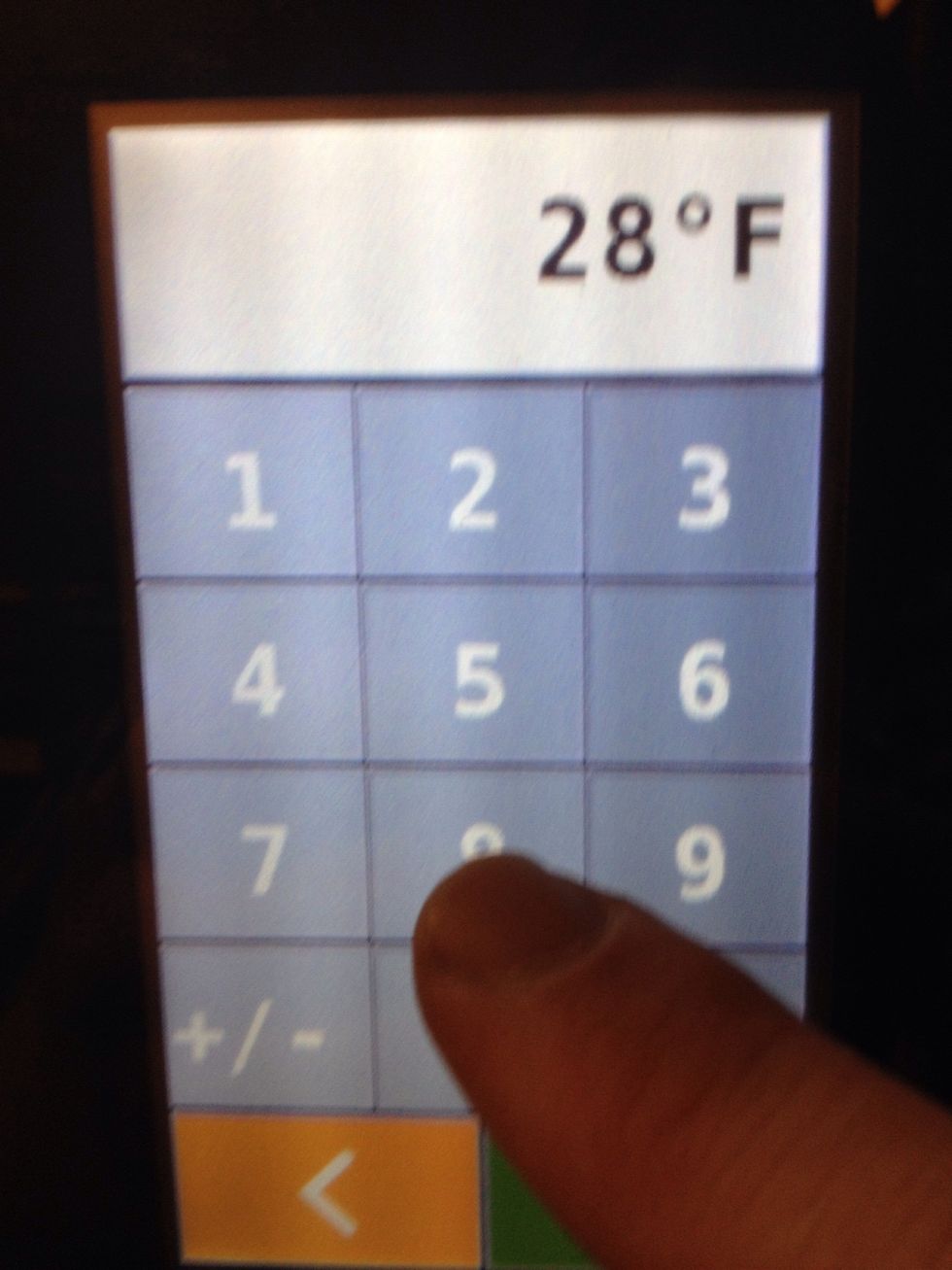 Enter the desired chill temperature and press the check mark.