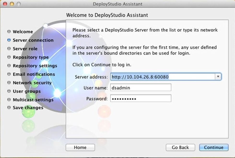 Enter the user we created earlier.